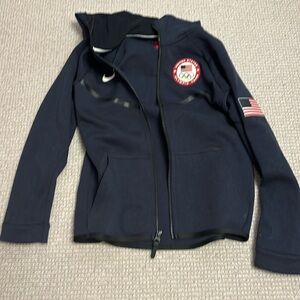 Kids Olympic Navy Blue Zip Up Hoodie, Looks Barely Worn